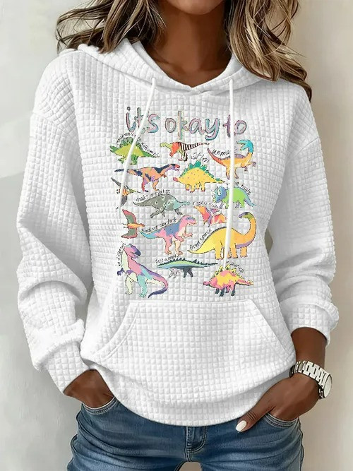 It's Okay To Hoodie Colorful Dino Autism Awareness Pullover Love For Autism Advocates - Tradiviet - Image 3