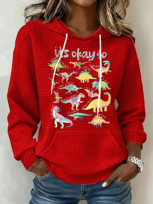 It's Okay To Hoodie Colorful Dino Autism Awareness Pullover Love For Autism Advocates - Tradiviet - Image 5