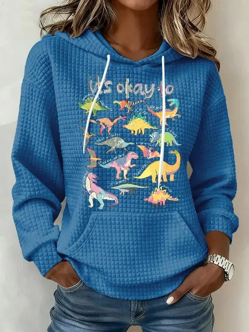 It's Okay To Hoodie Colorful Dino Autism Awareness Pullover Love For Autism Advocates - Tradiviet - Image 2