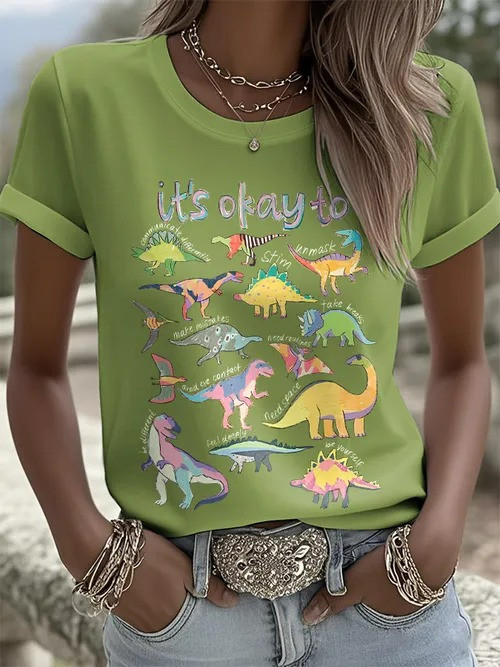 It's Okay To T-Shirt Colorful Dino Autism Awareness Clothing Love For Supporters - Tradiviet - Image 5