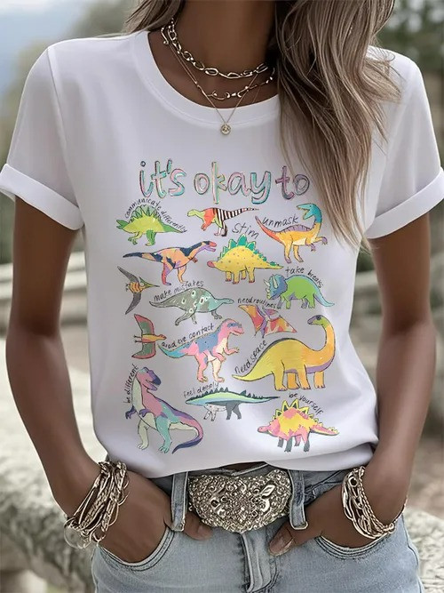 It's Okay To T-Shirt Colorful Dino Autism Awareness Clothing Love For Supporters - Tradiviet - Image 4