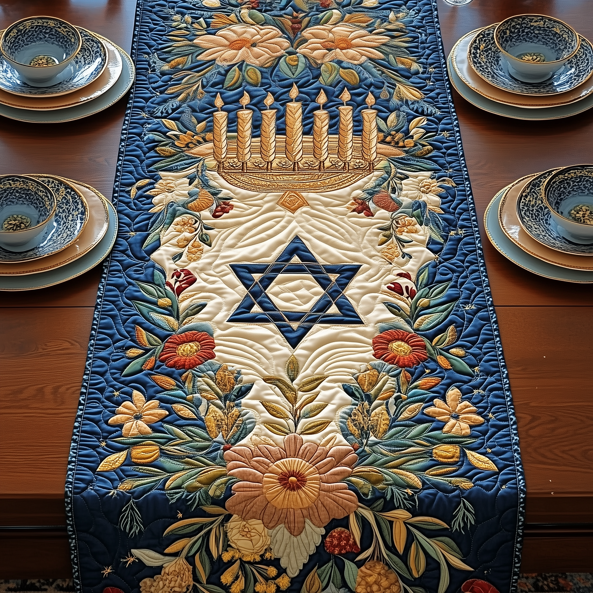 Jewish Hanukkah Quilted Table Runner Quilted Christmas Table Runner Christmas Presents For Wife