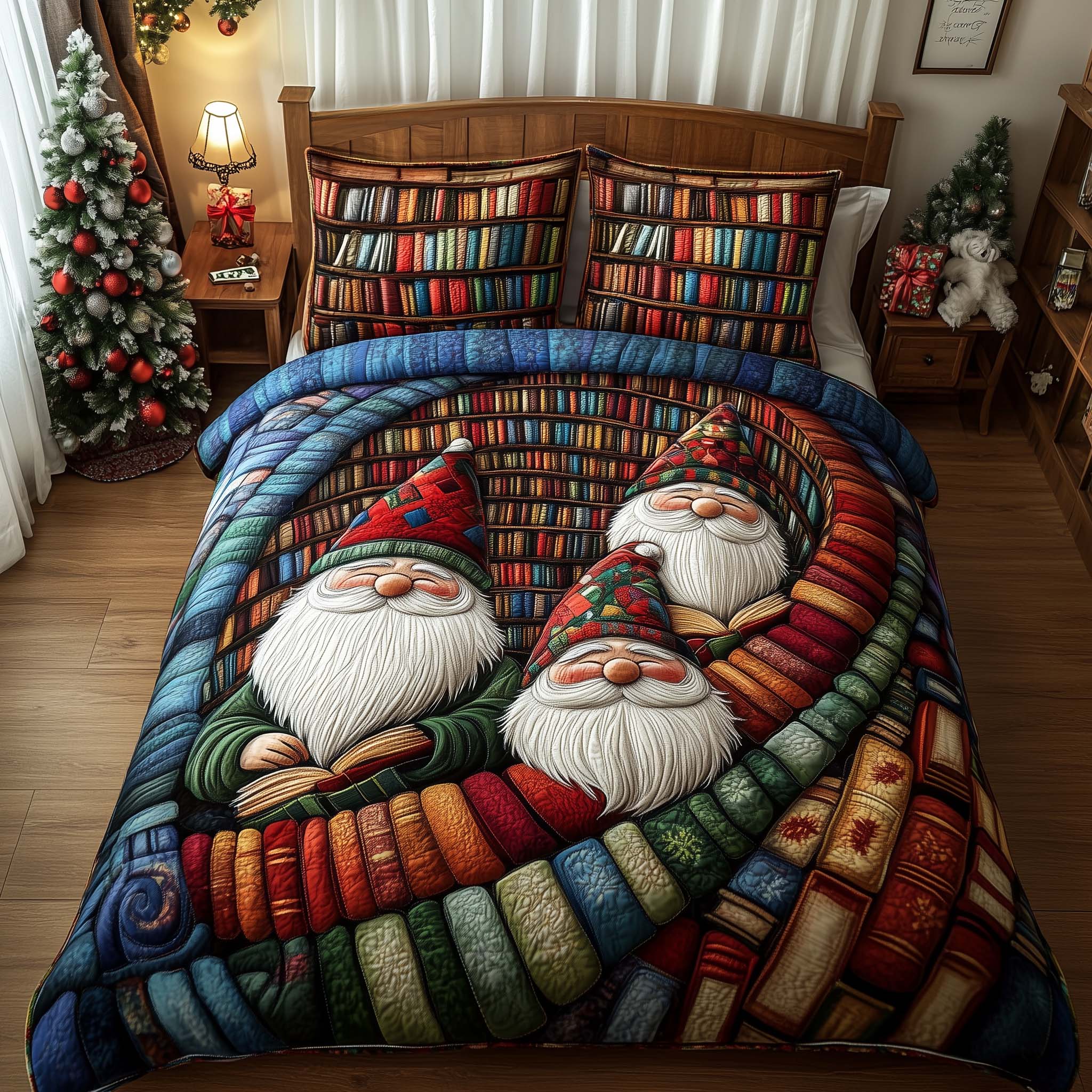 Joyful Christmas Gnomes Quilted Bedding Set Bedroom Decorations Gift For Festive Souls - Tradiviet