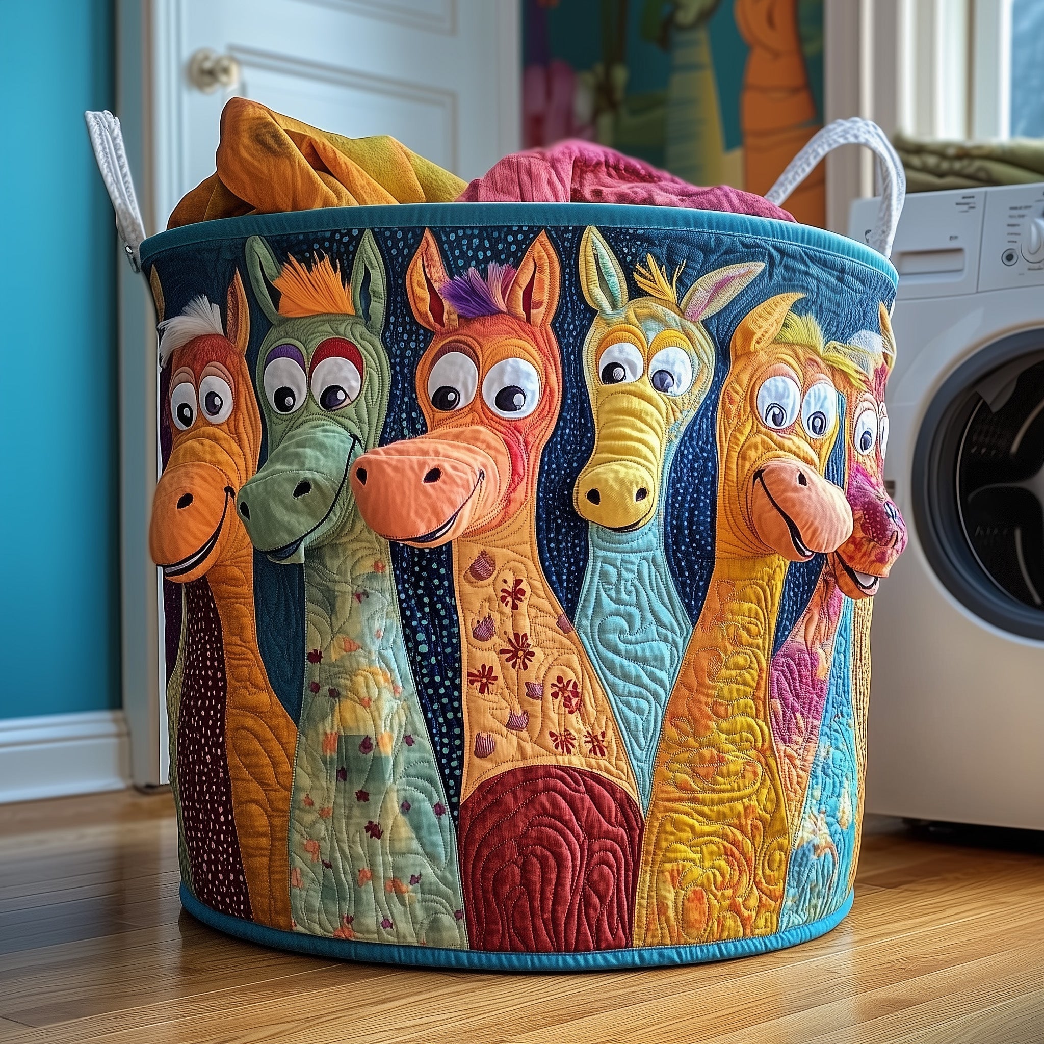 Joyful Donkey Quilted Laundry Basket Best Laundry Hamper Happy Fathers Day - Tradiviet