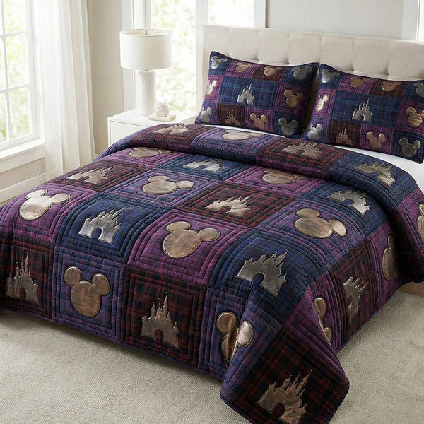 Joyful Patterns Quilted Bedding Set Decorative Farmhouse Bedroom Best Gift For Family - Tradiviet