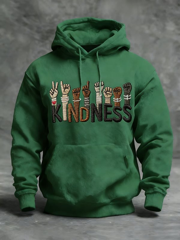 Kindness Graphic Hoodie Unity Diversity Inclusive Hands Pullover Gift For Dad - Tradiviet - Image 4