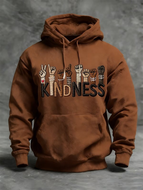 Kindness Graphic Hoodie Unity Diversity Inclusive Hands Pullover Gift For Dad - Tradiviet - Image 3