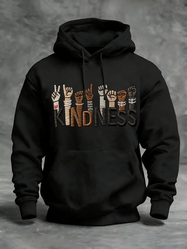 Kindness Graphic Hoodie Unity Diversity Inclusive Hands Pullover Gift For Dad - Tradiviet