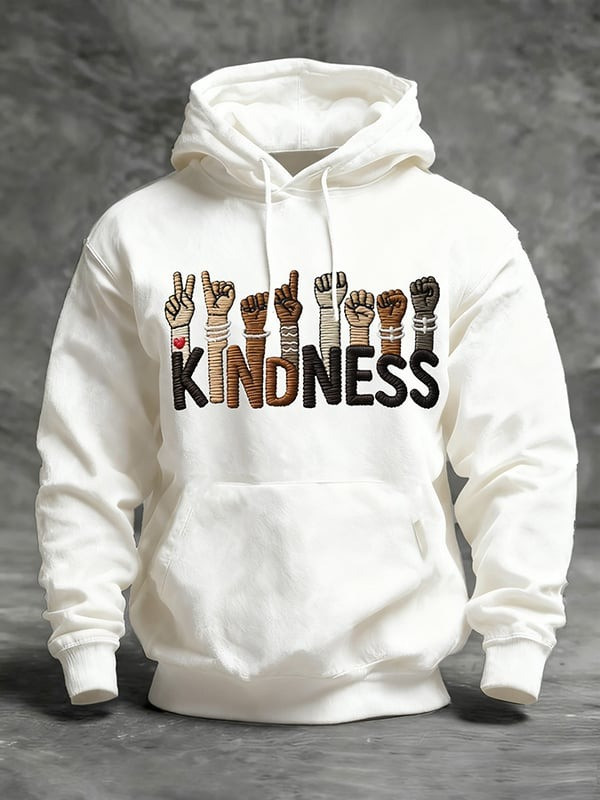 Kindness Graphic Hoodie Unity Diversity Inclusive Hands Pullover Gift For Dad - Tradiviet - Image 2