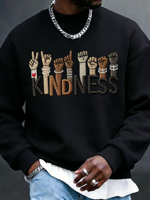 Kindness Graphic Sweatshirt Unity Diversity Inclusive Hands Apparel Gift For Him - Tradiviet