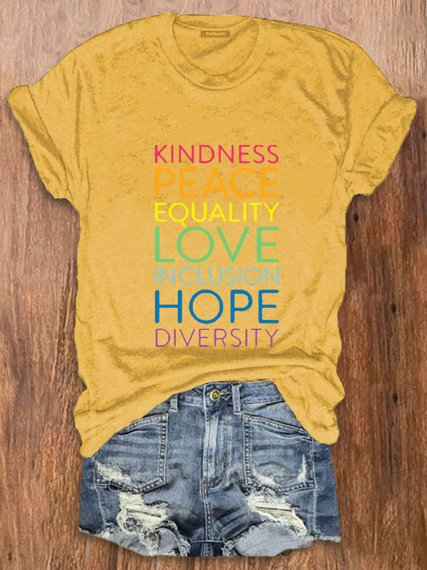 Kindness Peace Equality Love T-Shirt Inspirational Pride Graphic Tee Gift For Mom - Tradiviet - Image 3