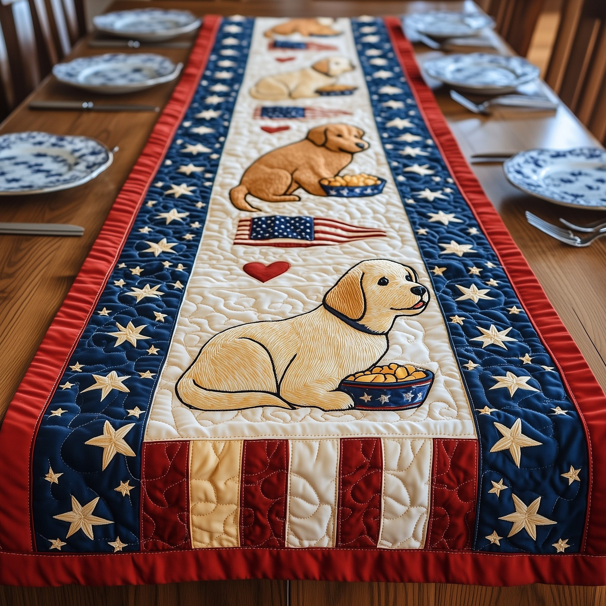 Labrador Retriever Quilted Table Runner 4Th Of July Gifts For Coworkers