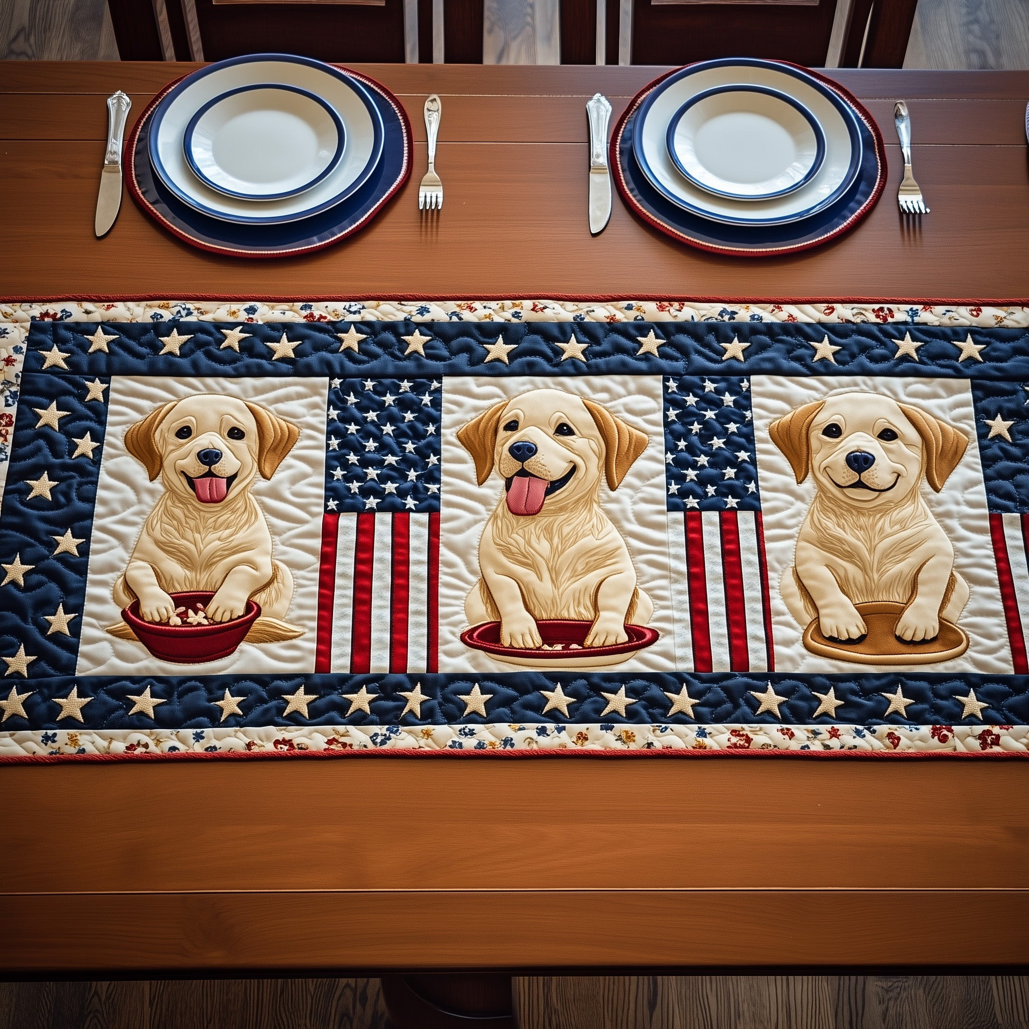 Labrador Retriever Quilted Table Runner Holiday Table Runner 4Th Of July Client Gifts