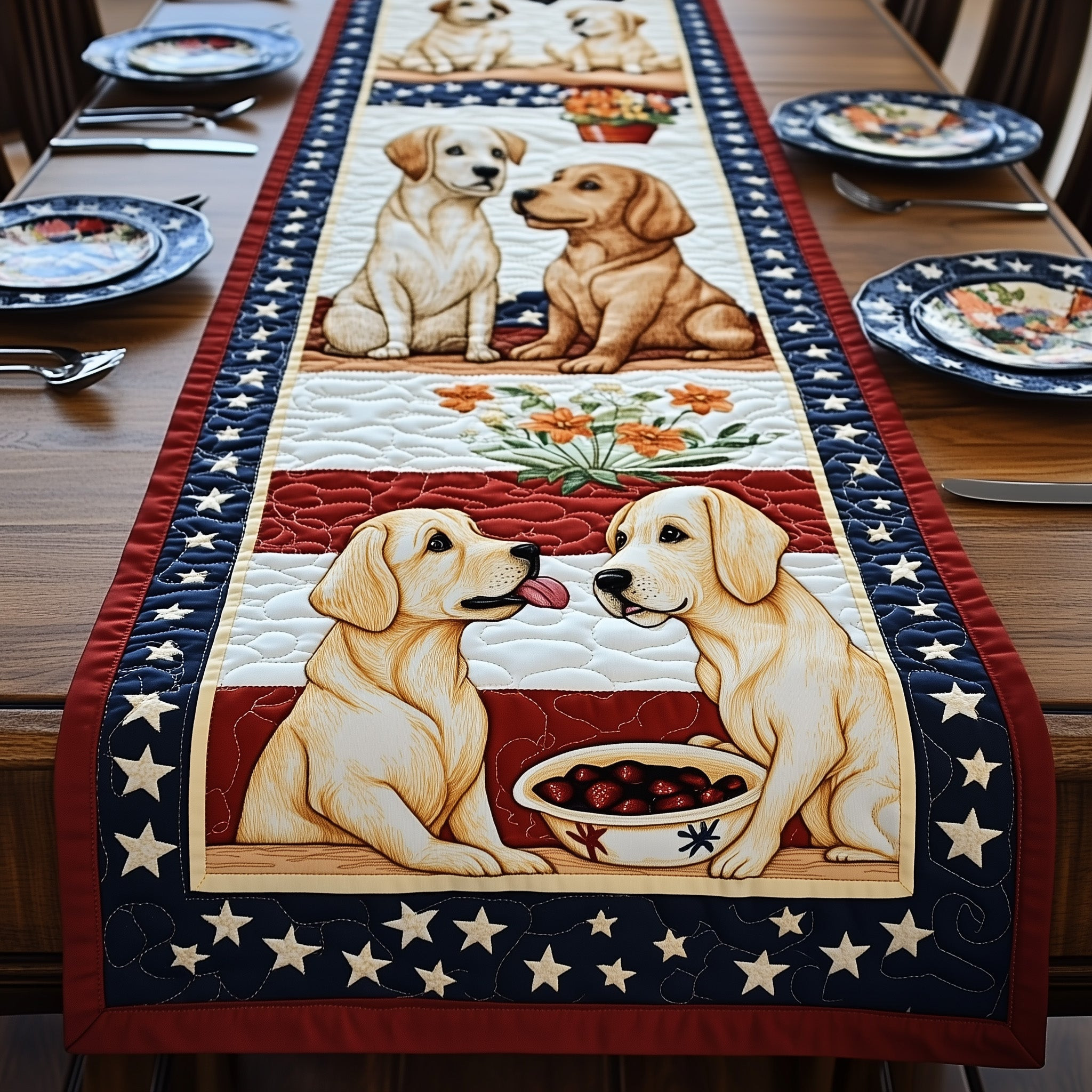 Labrador Retriever Quilted Table Runner Holiday Table Runner Fourth Of July Hostess Gifts