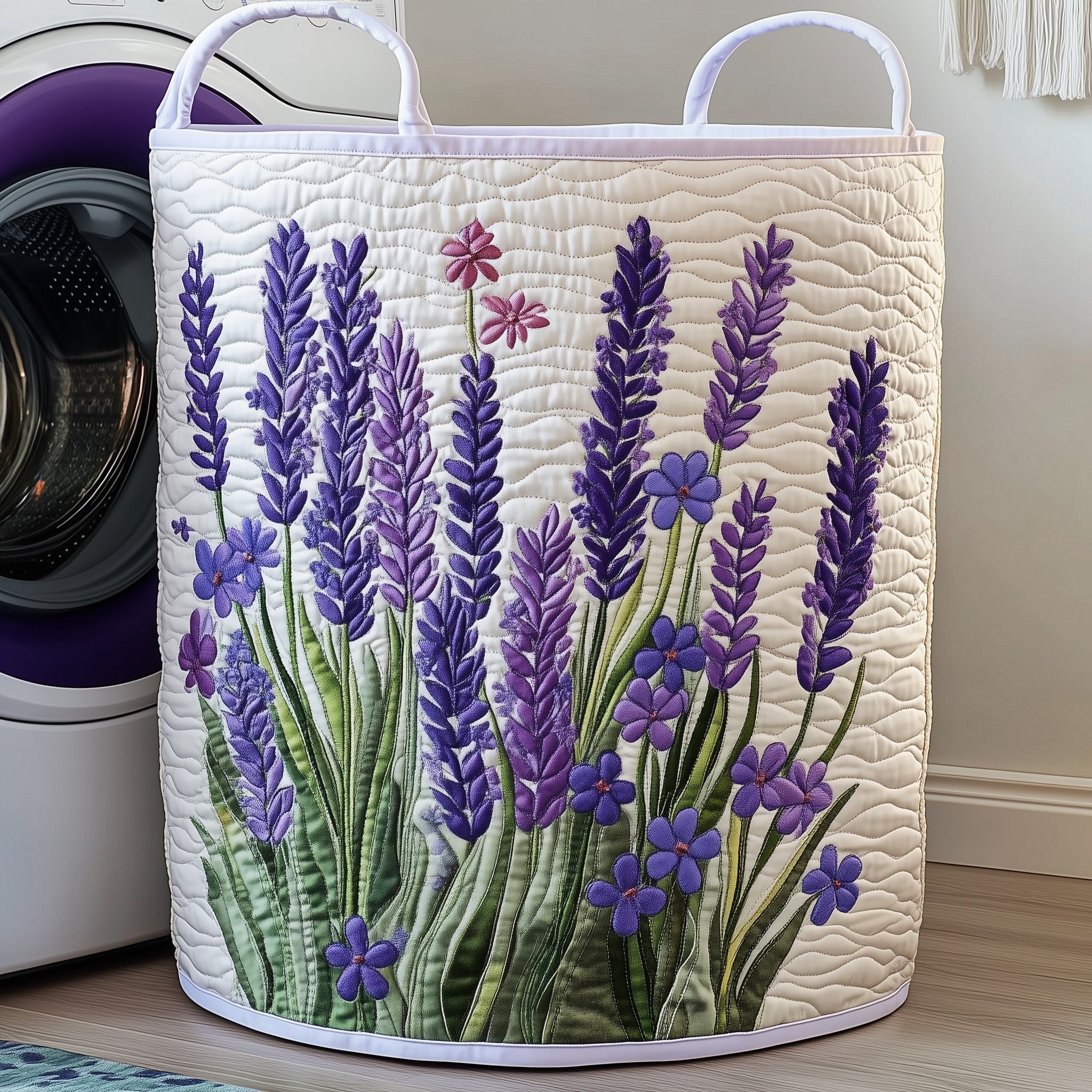Lavender Quilted Laundry Basket Washroom Decor Baskets Gifts For Your Sister In Law - Tradiviet