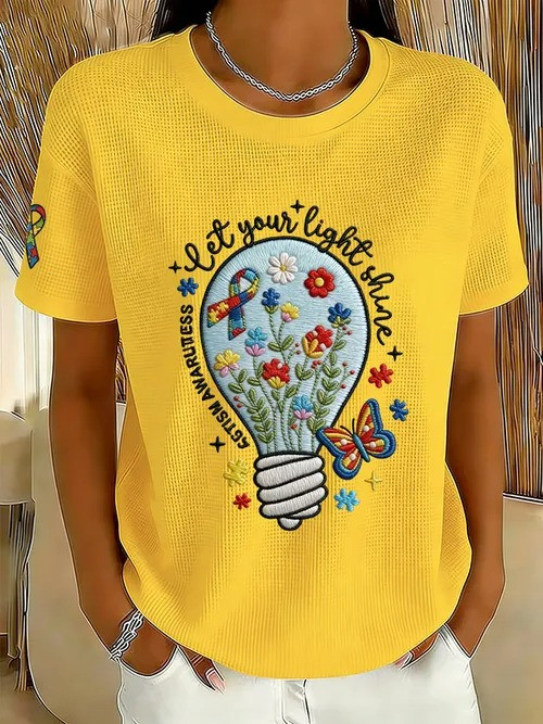 Let Your Light Shine T-Shirt Colorful Flowers And Butterflies Inspirational Support For Autism - Tradiviet - Image 5