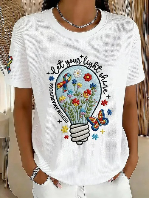 Let Your Light Shine T-Shirt Colorful Flowers And Butterflies Inspirational Support For Autism - Tradiviet