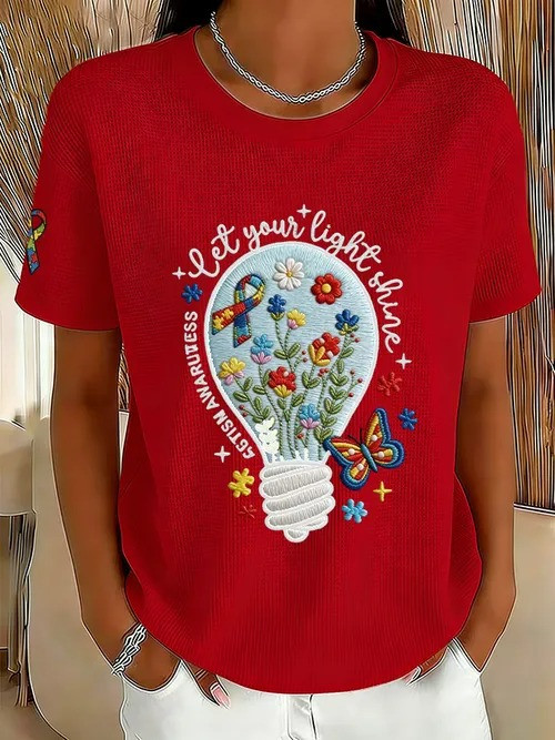 Let Your Light Shine T-Shirt Colorful Flowers And Butterflies Inspirational Support For Autism - Tradiviet - Image 3