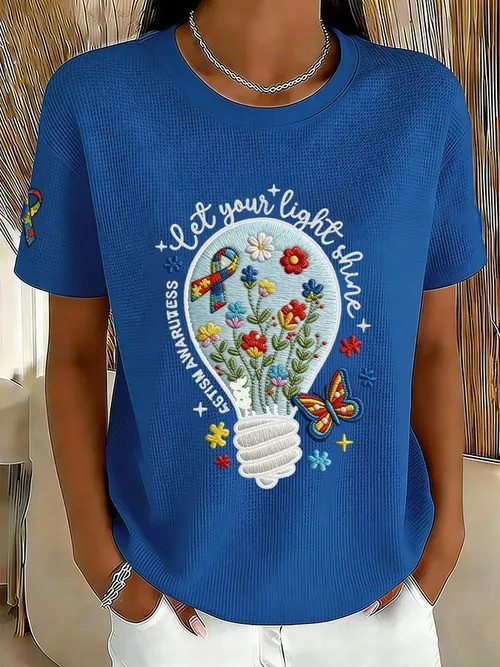 Let Your Light Shine T-Shirt Colorful Flowers And Butterflies Inspirational Support For Autism - Tradiviet - Image 4