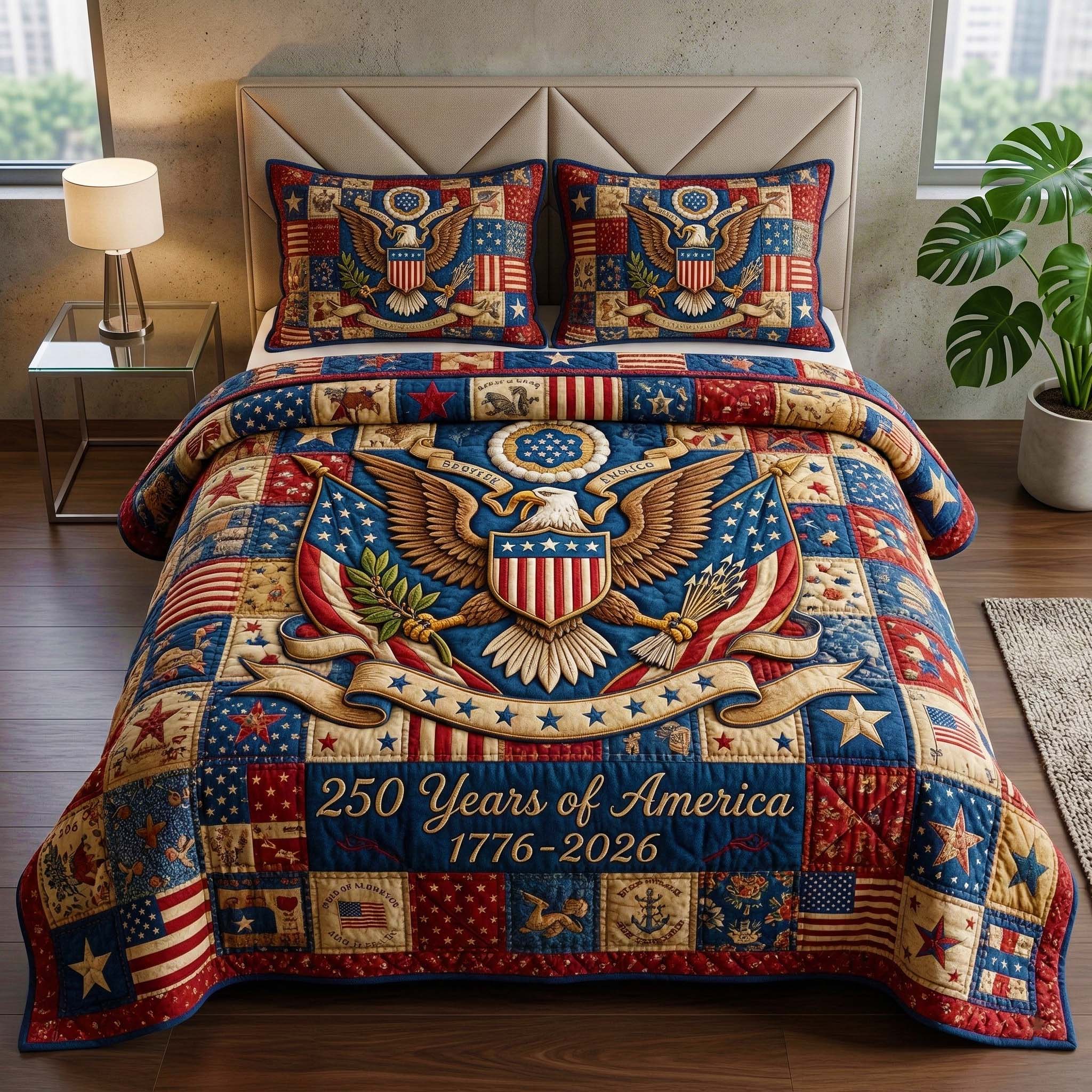 Liberty Eagle Quilted Bedding Set Holiday Decorations Presents For Sister - Tradiviet