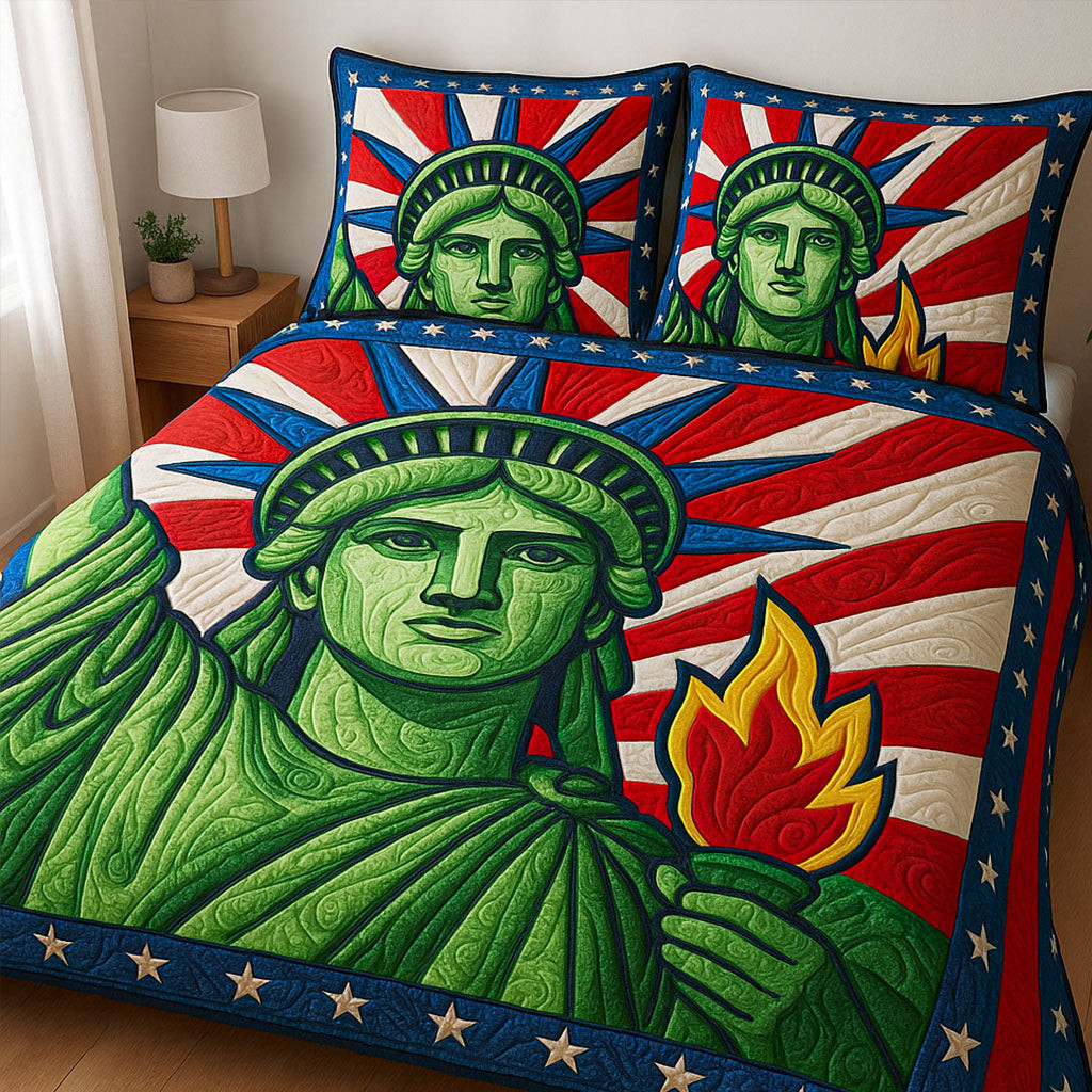 Liberty Flame  Quilted Bedding Set  Best Comforter Sets 4Th Of July Neighbor Gifts