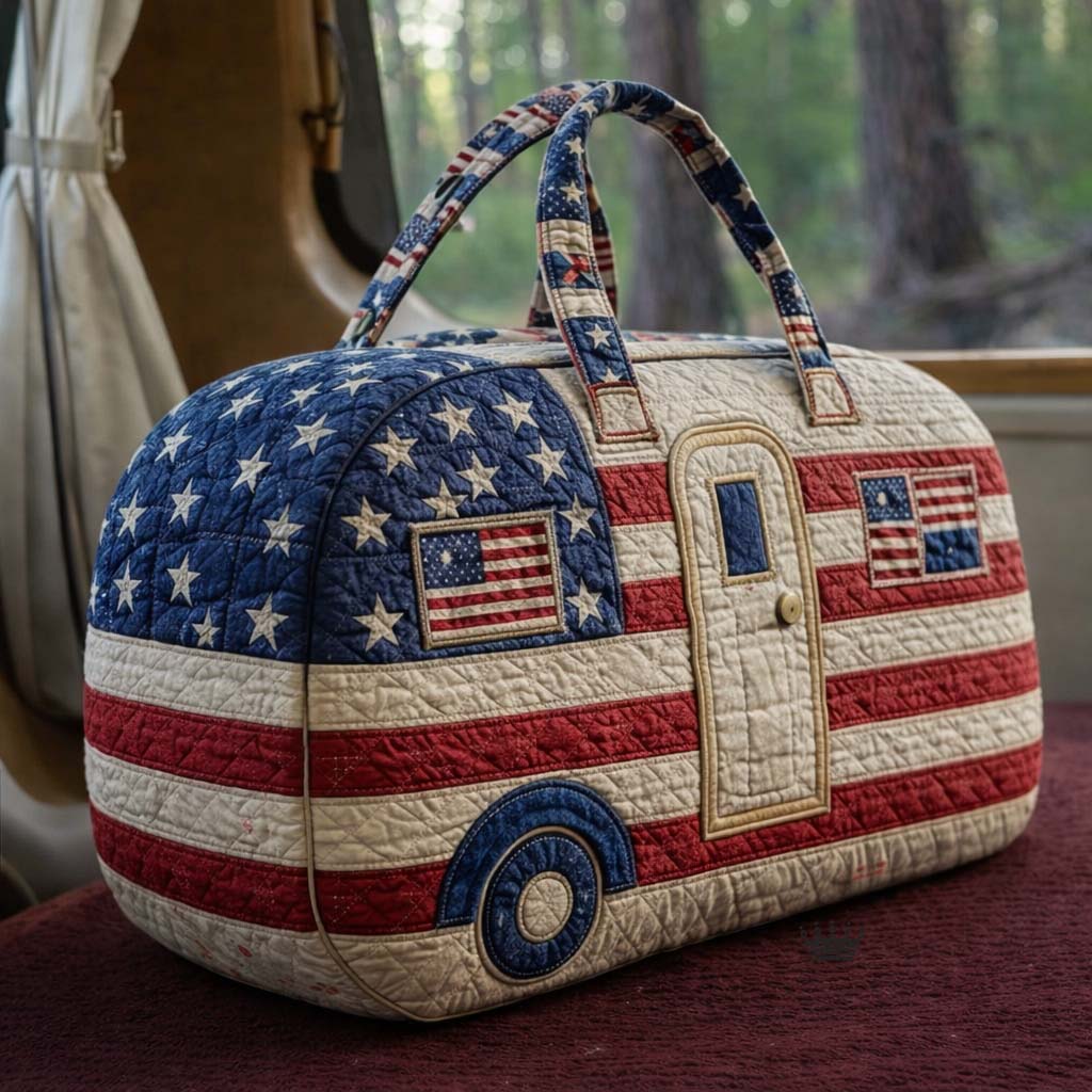 Liberty Heritage Camper Quilted Duffle Bag 1776 2026 Patriotic Floral Travel Tote Gifts Ideas - Tradiviet
