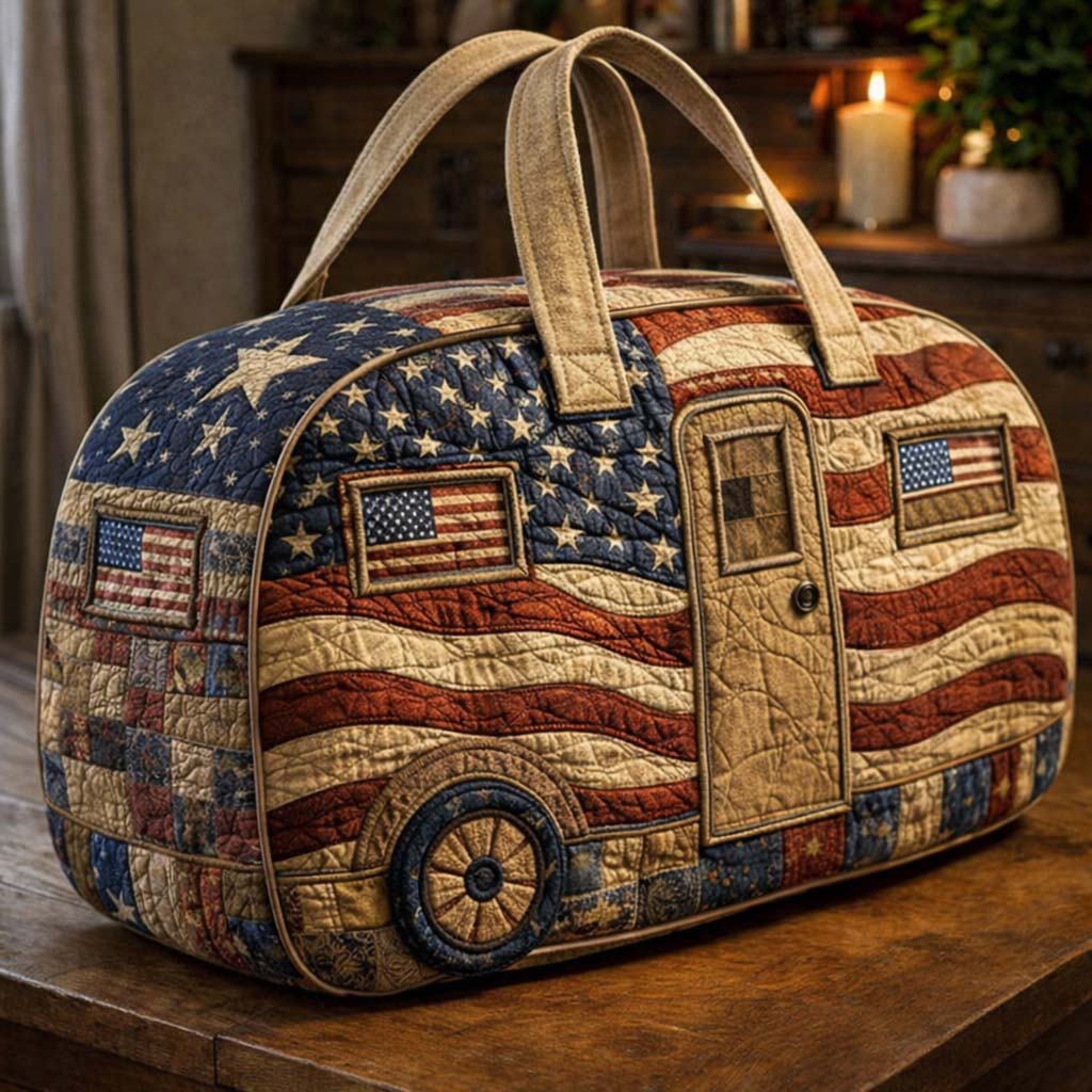 Liberty Heritage Camper Quilted Duffle Bag  America 250 Years Weekender Duffle Gifts For Him - Tradiviet