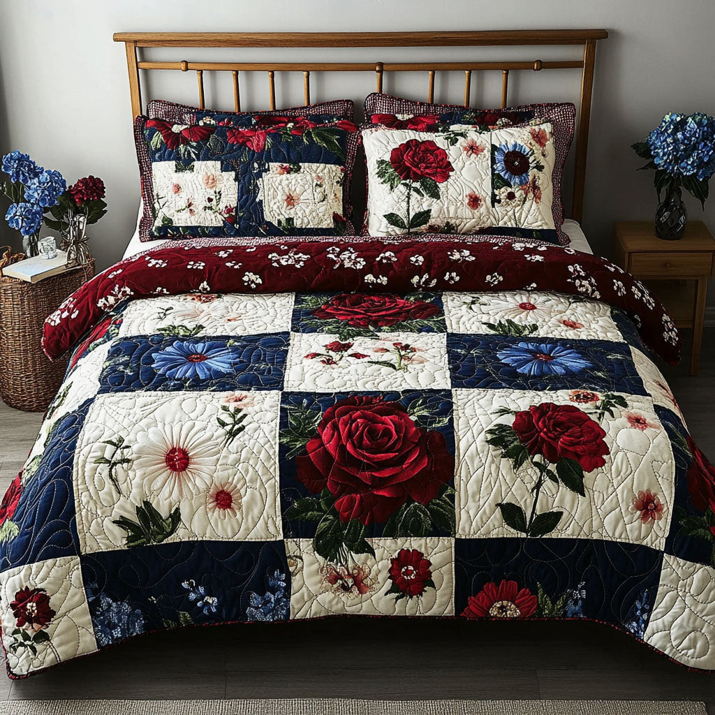 Liberty in Bloom  Quilted Bedding Set  Bed Sheet Set Fourth Of July Hostess Gifts