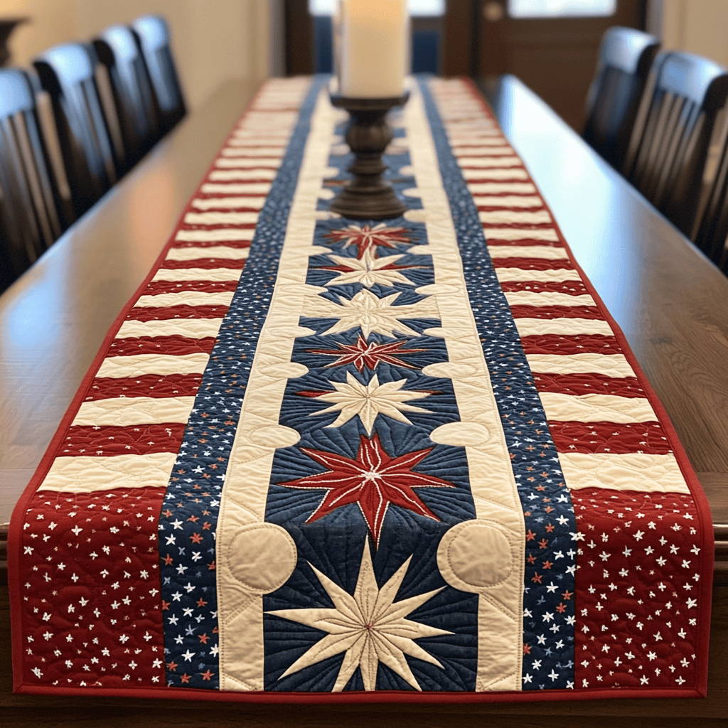 Liberty Linen Quilted Table Runner  Holiday Table Runner Cute 4Th Of July Gifts