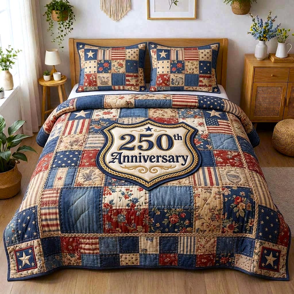 Liberty Quilted Bedding Set America 250 Years Bedspread Gift for Women - Tradiviet