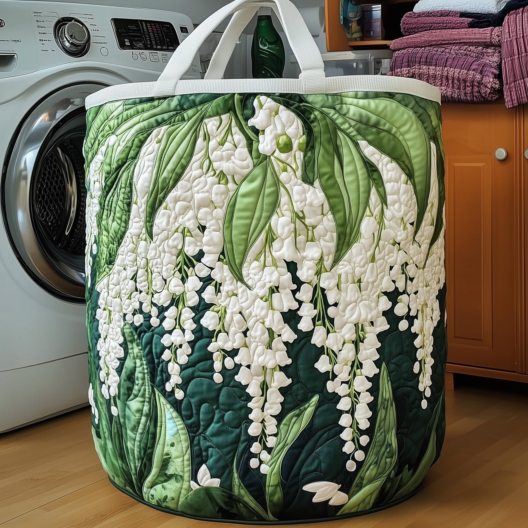 Lily Of The Valley Quilted Laundry Basket Adorable Laundry Basket Gifts For Mother In Law - Tradiviet
