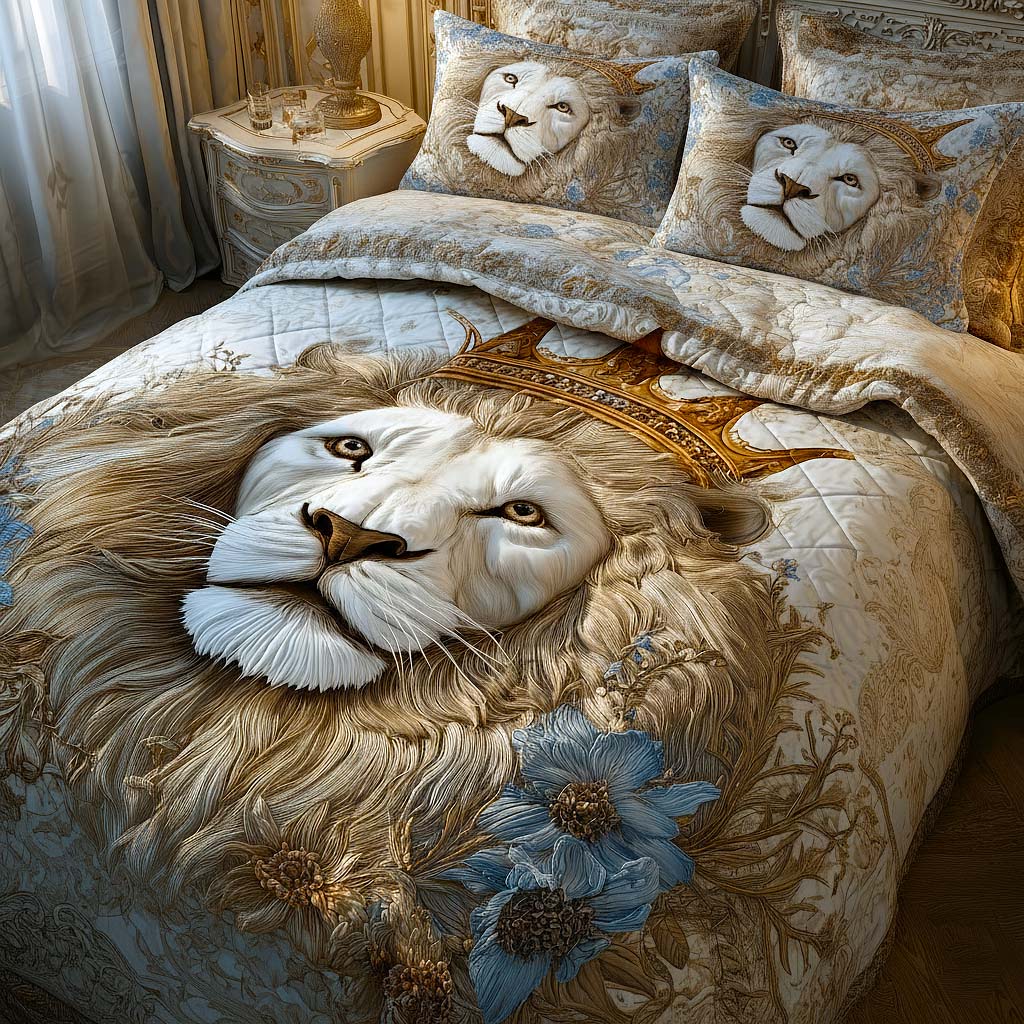 Lion Spirit Quilted Bedding Set Bed Room Decoration Best Lion Gifts For Him - Tradiviet