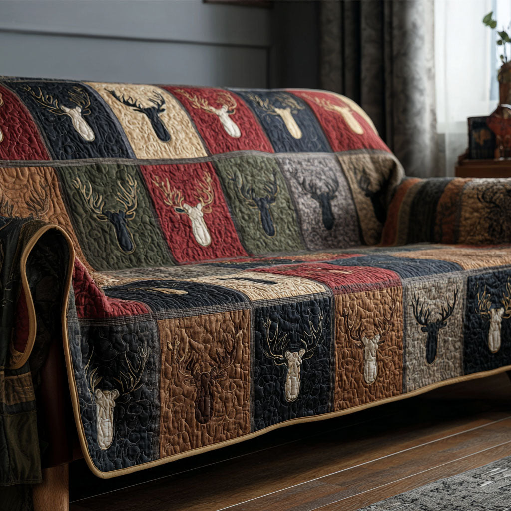 Lodge Trail Mosaic Quilted Sofa Cover Cabin Trail Patchwork Pattern Gift For Lodge Decor