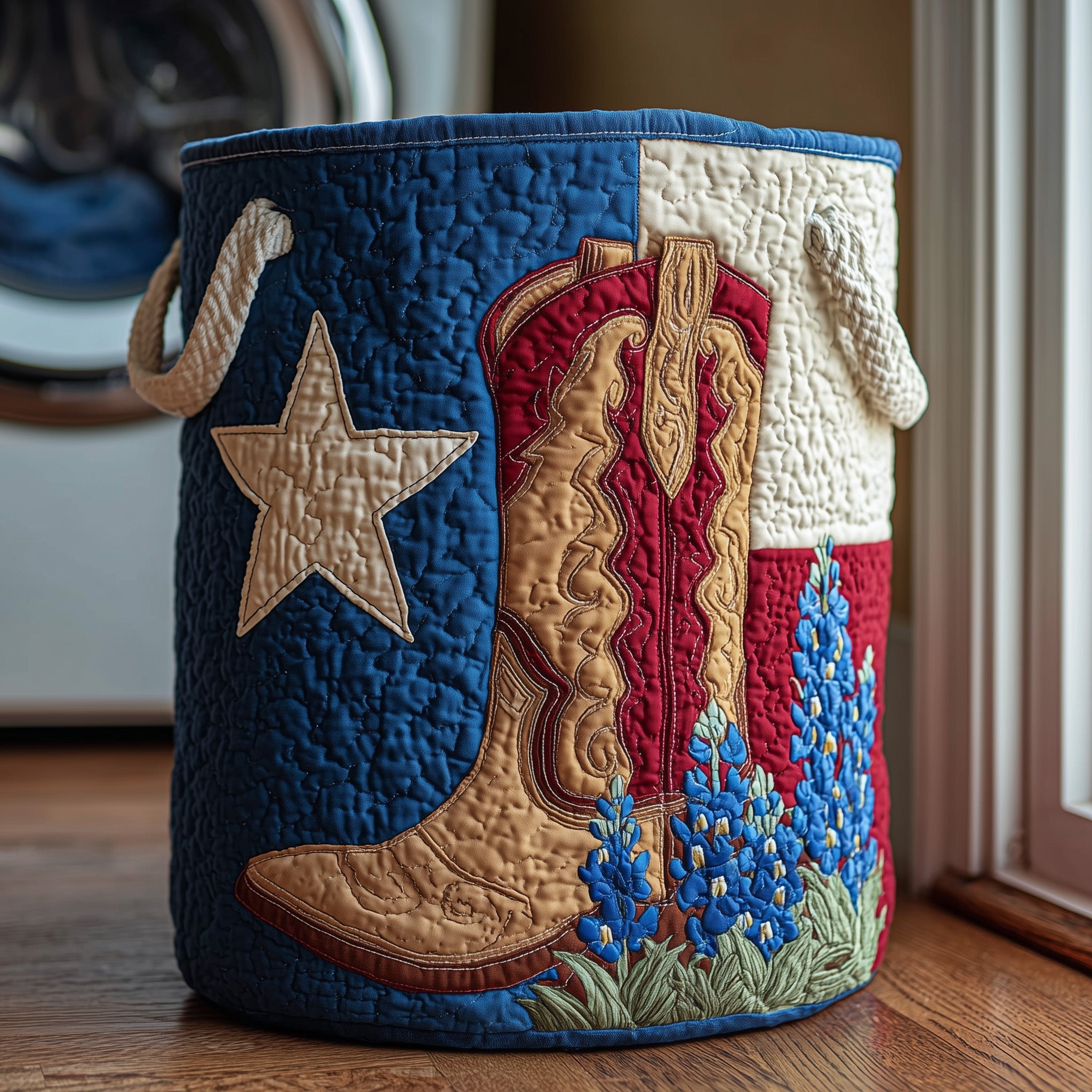 Lone Star Quilted Laundry Basket Cute Baskets Best Mothers Day Gifts - Tradiviet