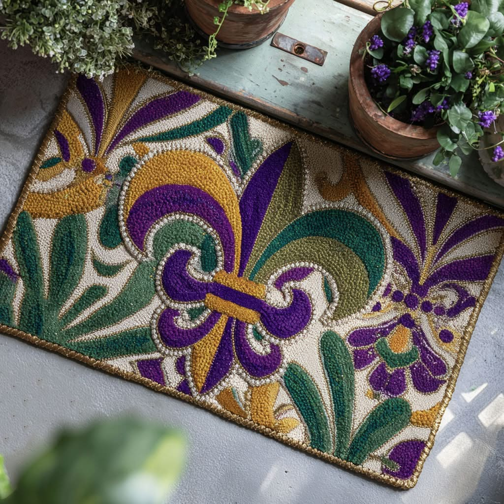 Louisiana Mardi Doormat Fat Tuesday Welcome Mat Outdoor Festive Home Decor