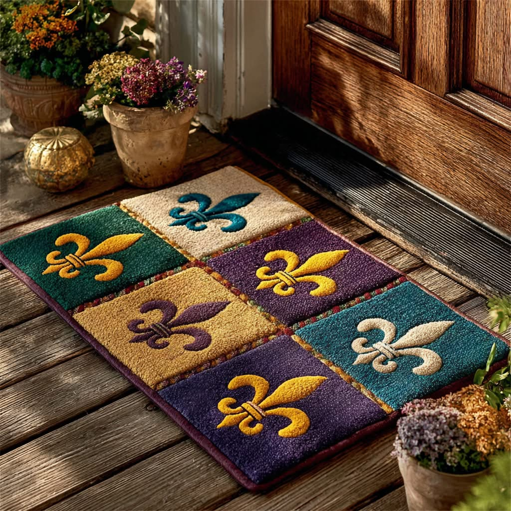 Louisiana Mardi Gras Doormat Carnival Festive Front Door Mat Mardi Gras Decoration
