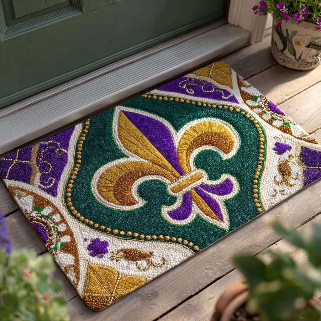 Louisiana Mardi Gras Doormat Carnival Welcome Mat Home Decor Fat Tuesday Gift