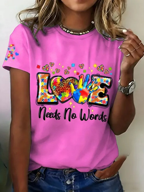 Love Needs No Words T-Shirt Colorful Autism Awareness Clothing Gift For Support Acceptance - Tradiviet - Image 3