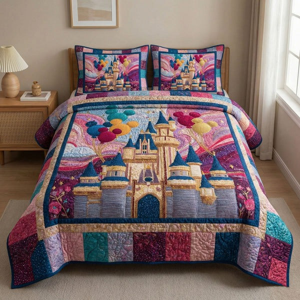 Magic Kingdom Dreams 3-Piece Quilted Bedding Set Winter Bedroom Decor Dreamy Gift for Lovers - Tradiviet