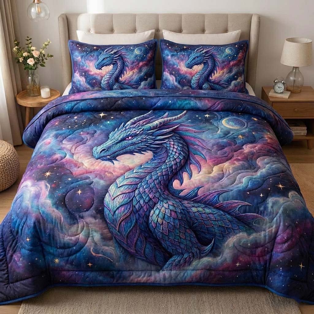 Majestic Dragon Quilted Bedding Set Bed Room Decoration Best Gift For Dragon Lovers - Tradiviet