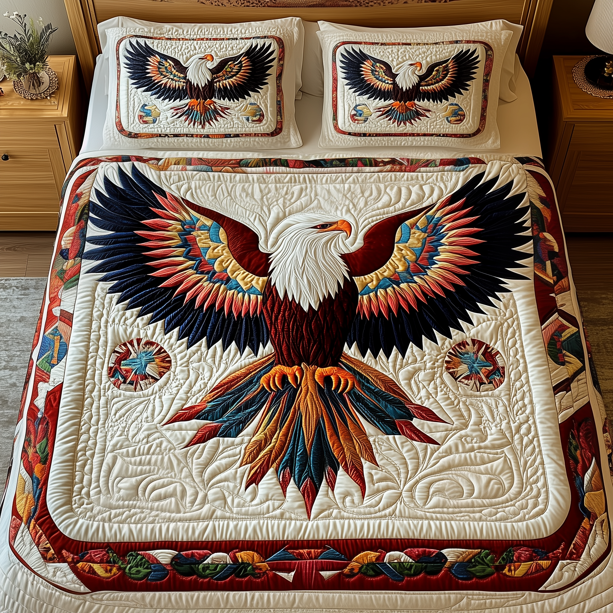 Majestic Eagle Quilted Bedding Set Autumn Inspired Bedroom Best Gifts For New Mom - Tradiviet