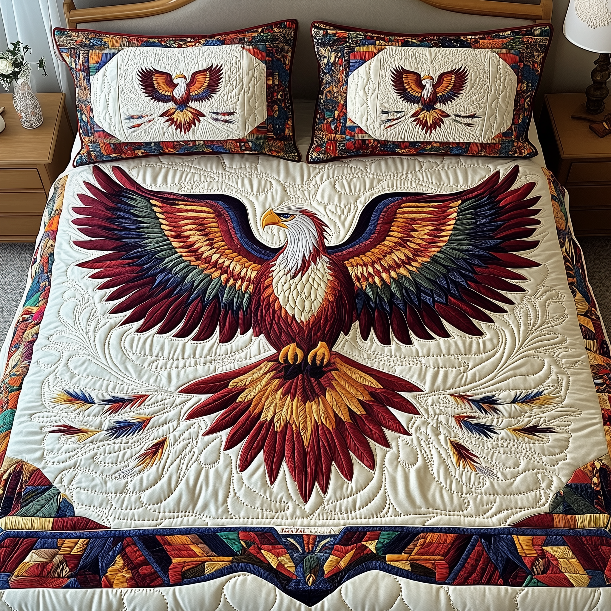 Majestic Eagle Quilted Bedding Set Autumn Inspired Bedroom Best Mothers Day Gift - Tradiviet