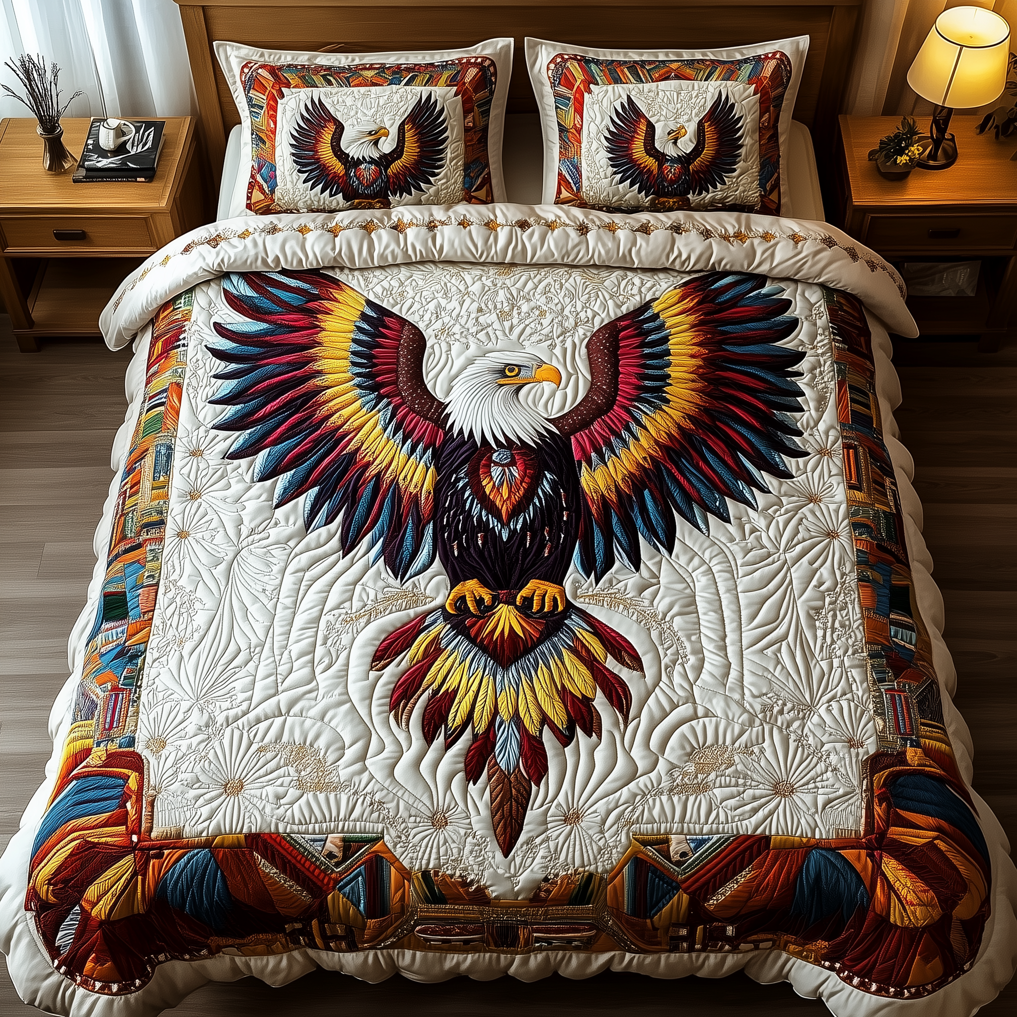 Majestic Eagle Quilted Bedding Set Autumn Inspired Bedroom First Mothers Day Gifts Ideas - Tradiviet