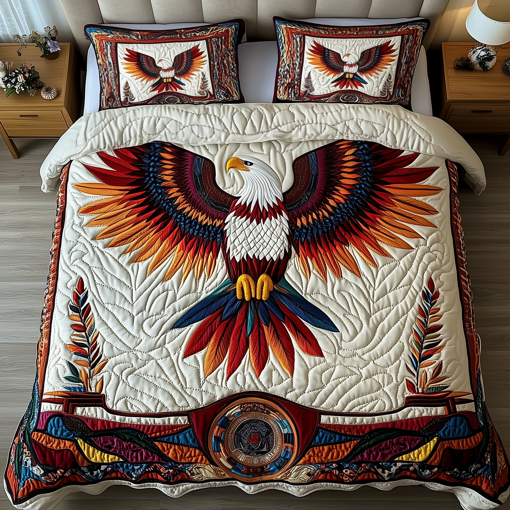 Majestic Eagle Quilted Bedding Set Cute Bed Room Decor Gifts For Mom - Tradiviet
