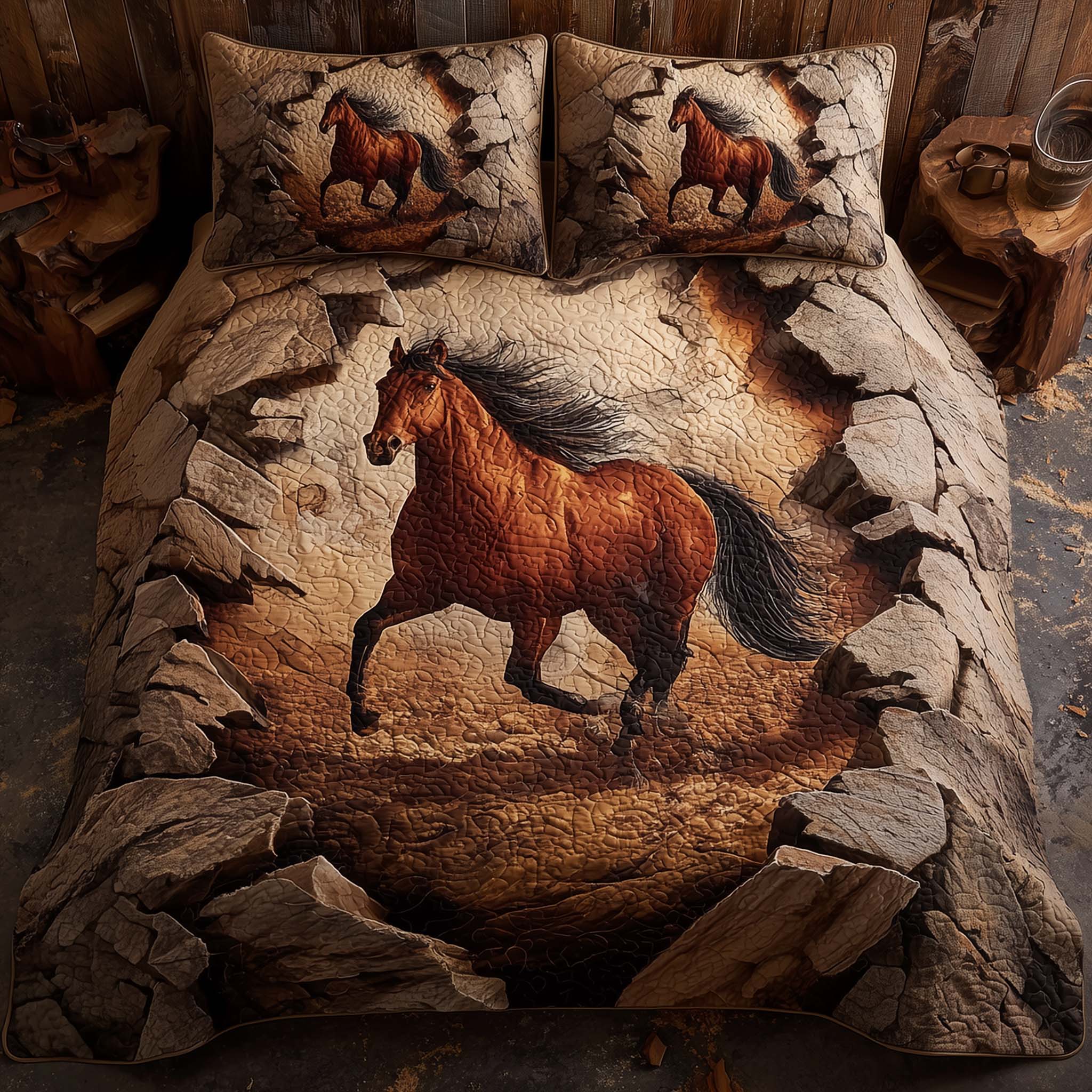Majestic Horse Quilted Bedding Set Holiday Decorations Birthday Present Ideas For Horse Lover - Tradiviet