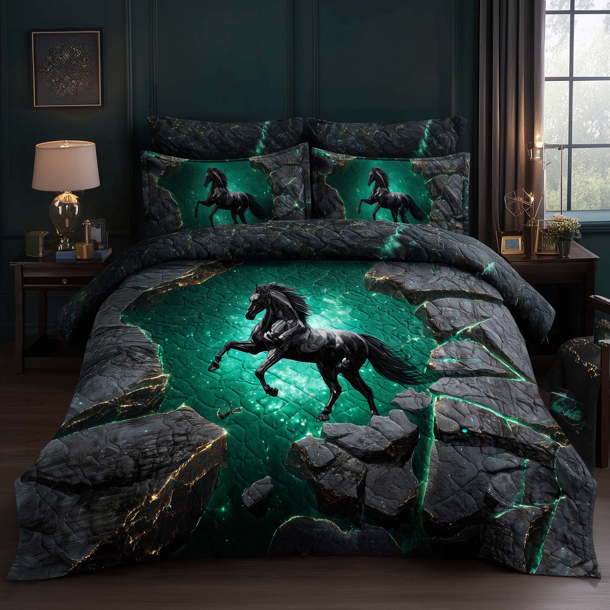 Majestic Horse Quilted Bedding Set Holiday Decorations Presents For Horse Owners - Tradiviet