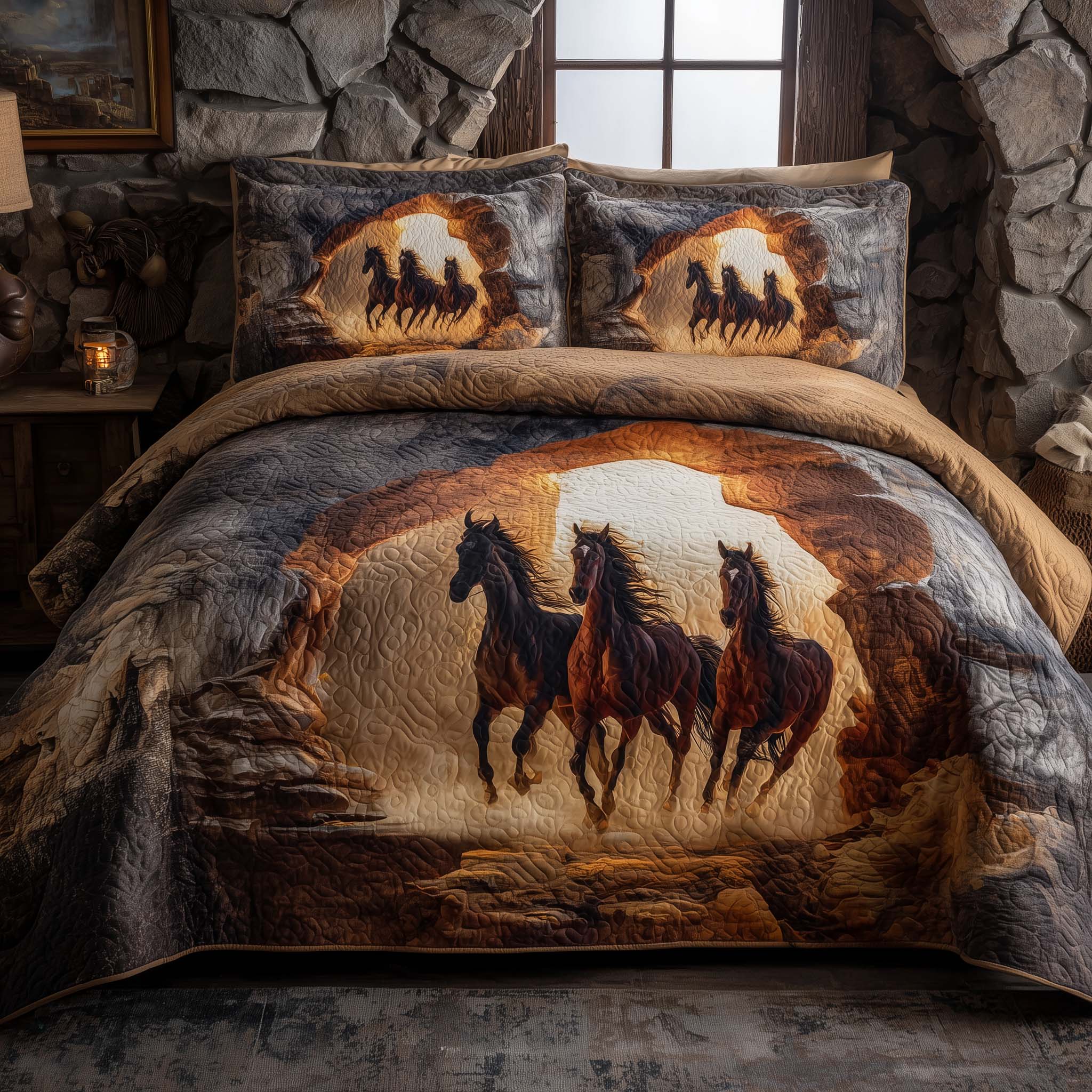 Majestic Horse Quilted Bedding Set Holiday Home Decor Ideas Birthday Present Ideas For Horse Lover - Tradiviet