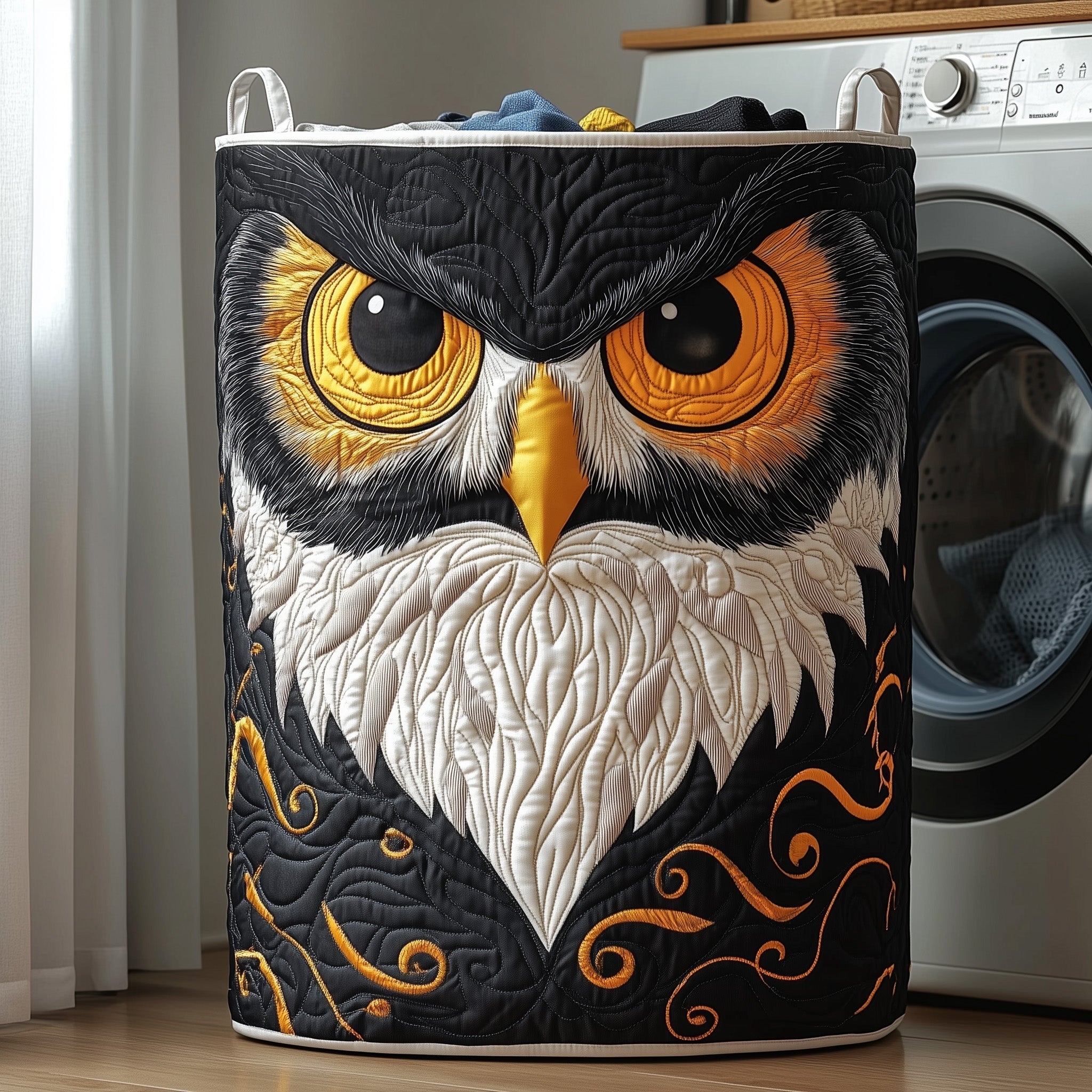 Majestic Owl Quilted Laundry Basket Cute Room Decor Best Mothers Day Gifts - Tradiviet