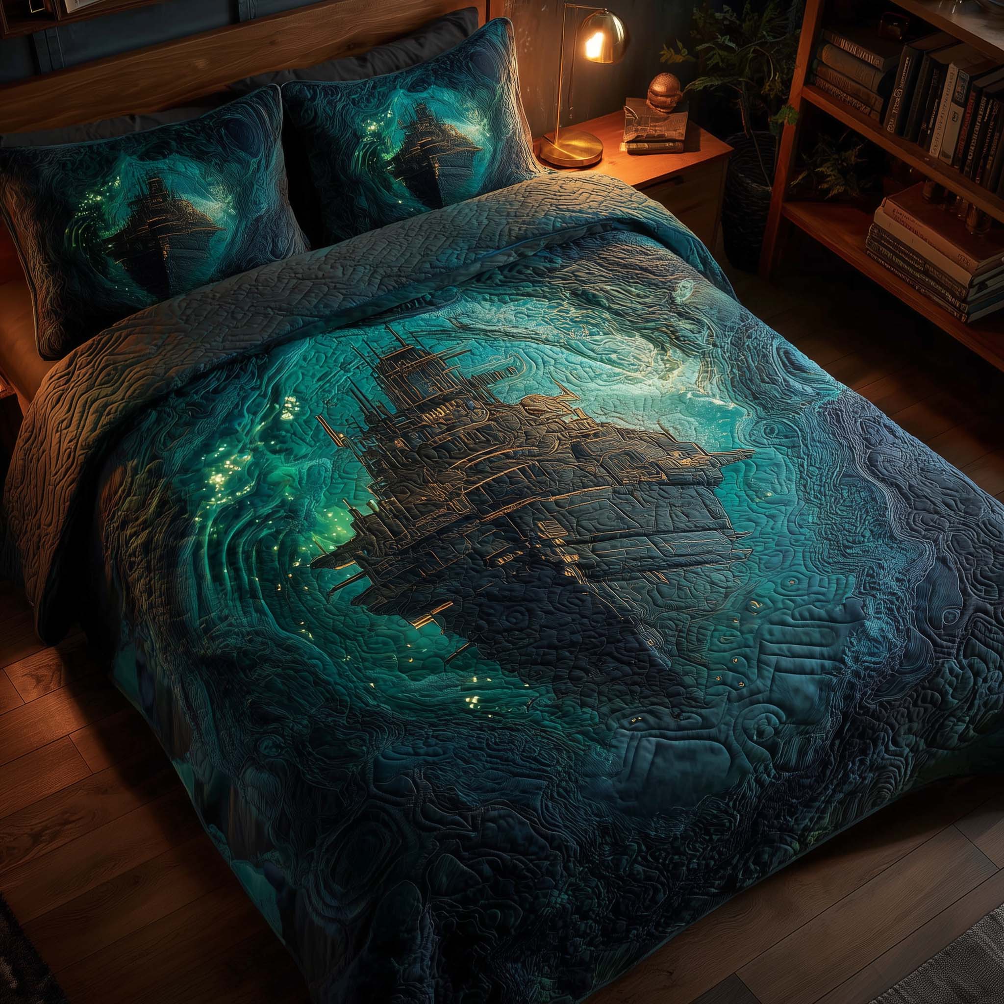 Majestic Ship Quilted Bedding Set Holiday Home Decor Nautical Ship Gift For Mom - Tradiviet