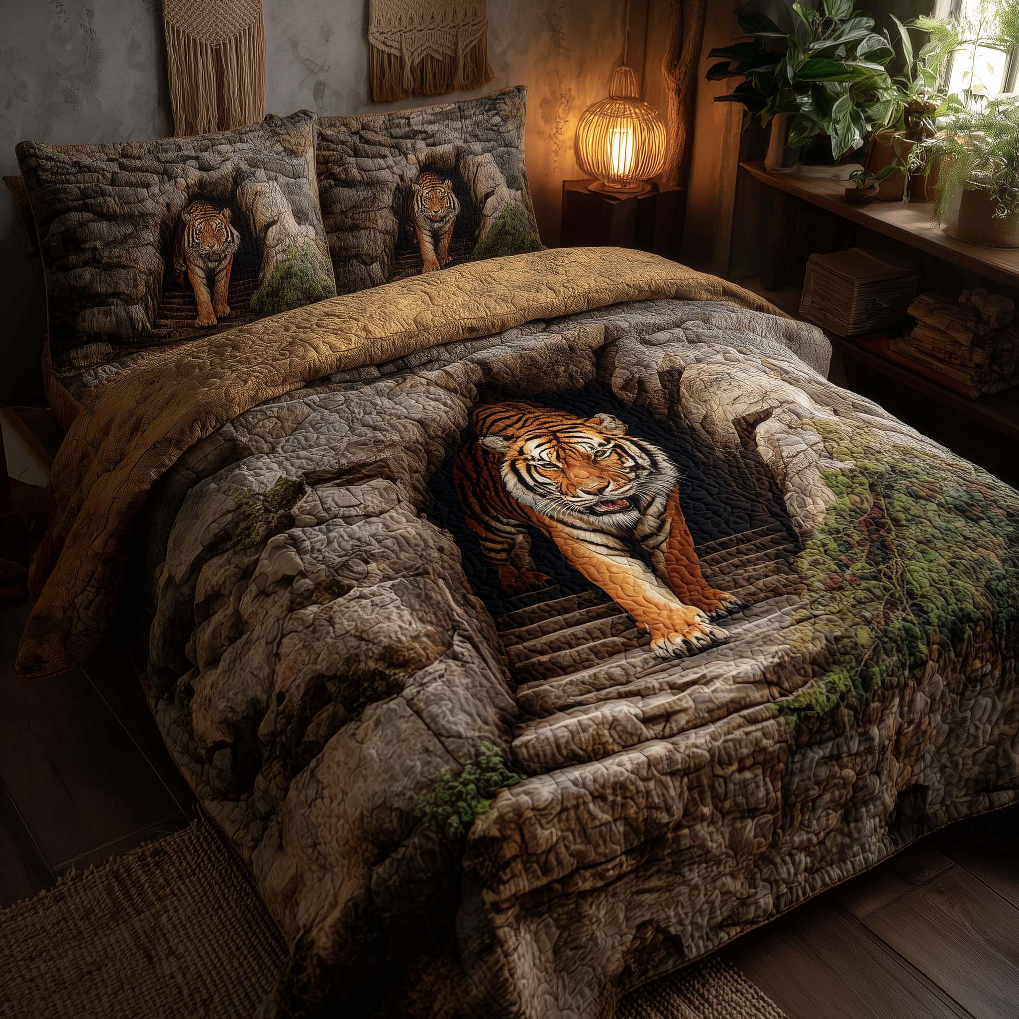 Majestic Tiger Quilted Bedding Set Bed Room Decoration Gifts For Tiger Lovers - Tradiviet